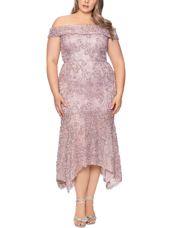 Plus Womens Soutache Lace Evening Dress Lace Dress Glamour