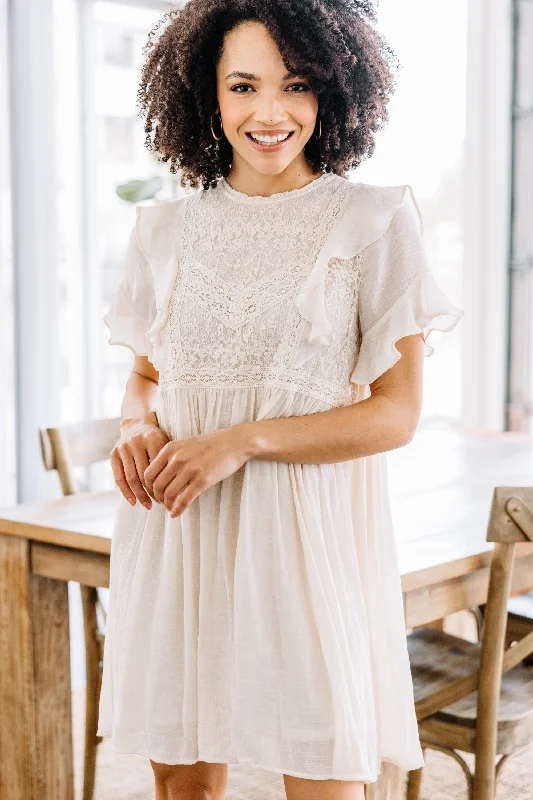 Realized Love Natural White Lace Dress Lace Mini Dress