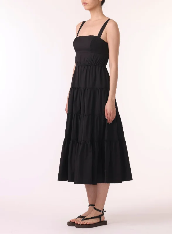 S/l Long Tiered Dress W Ruffle Detail Cozy Maxi Skirt