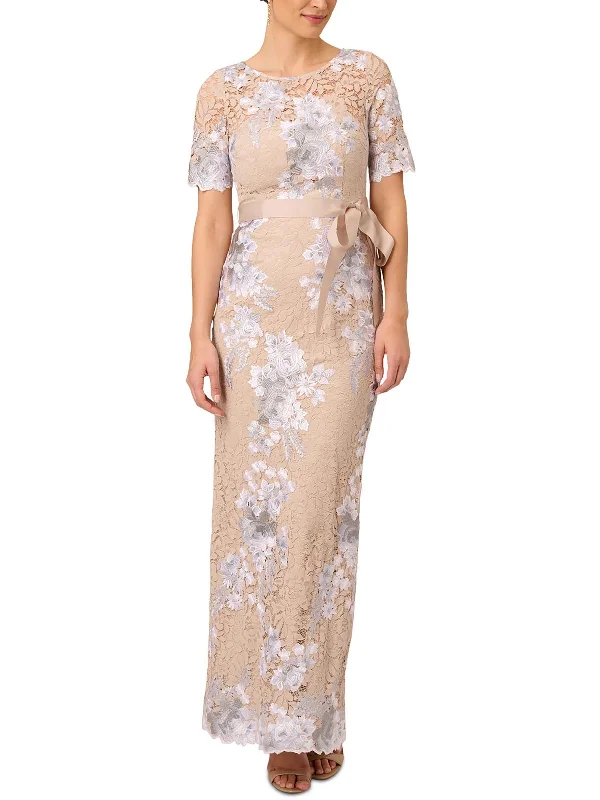 Womens Embroidered Lace Evening Dress Lace Dress Deep V