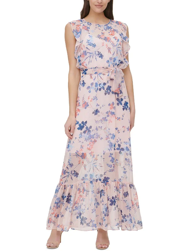 Womens Floral Long Maxi Dress Button-up Maxi Skirt