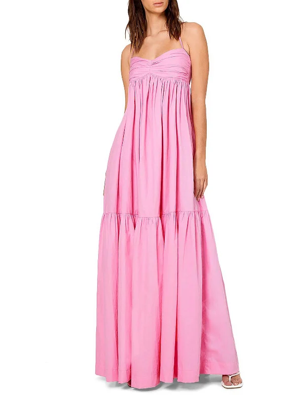 Womens Halter Long Maxi Dress Silk Maxi Skirt
