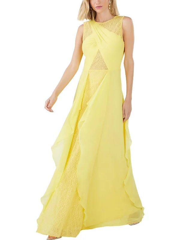 Womens Lace Cascade Ruffle Evening Dress Lace Dress Dreamy