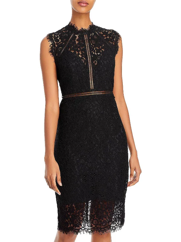 Womens Lace Knee Length Sheath Dress Lace Detail Dress