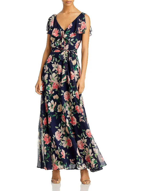Womens Polyester Maxi Evening Dress Tulle Layered Maxi