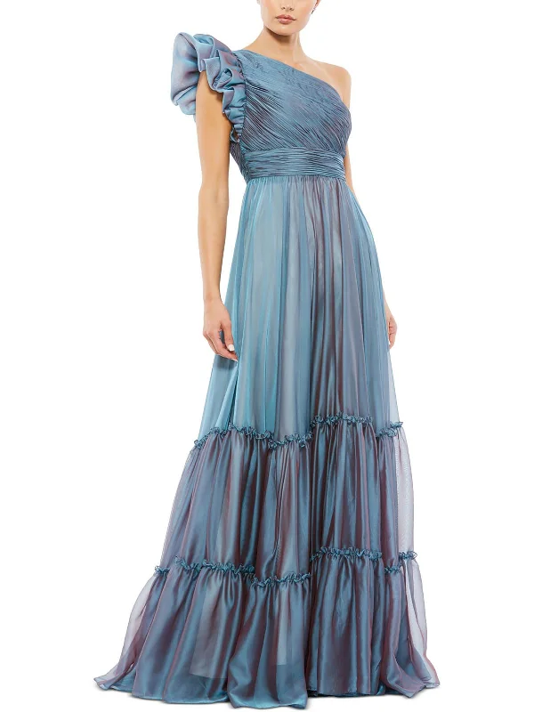 Womens Ruffle Maxi Evening Dress Flowing Maxi Skirt