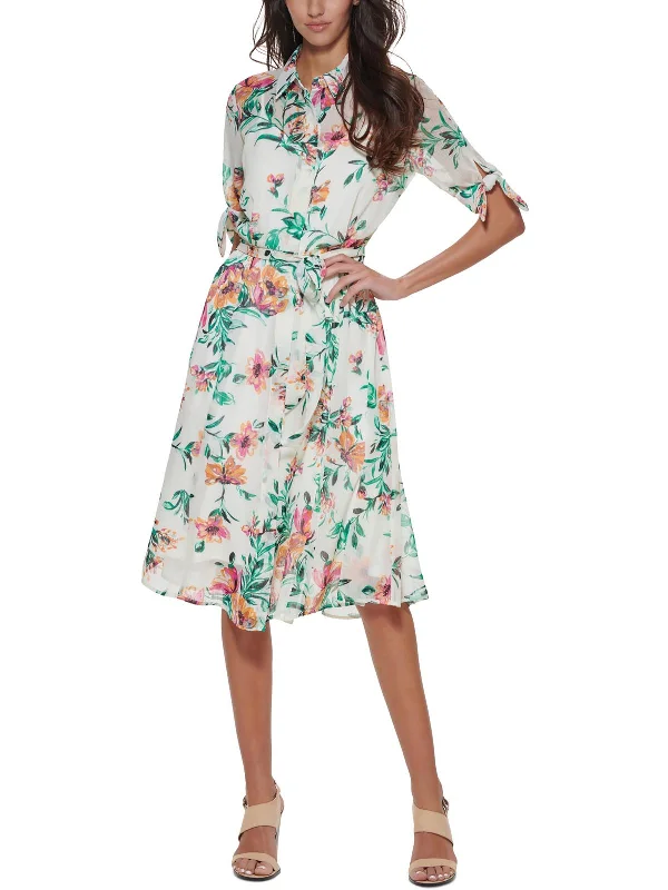 Womens Tie Sleeve Long Shirtdress A-line Maxi Skirt
