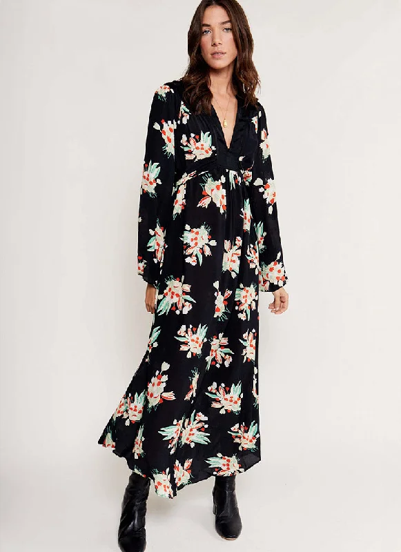 Anela Floral Midi Dress Front Button Midi