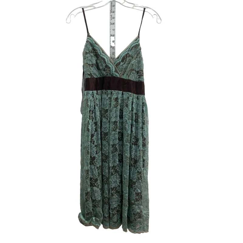 B.Moss Green & Brown Tank Womens Floral Lace Midi Dress, Rayon, Size 8, Preowned Pleated Floral Midi B.Moss Green & Brown Tank Womens Floral Lace Midi Dress, Rayon, Size 8, Preowned Pleated Floral Midi