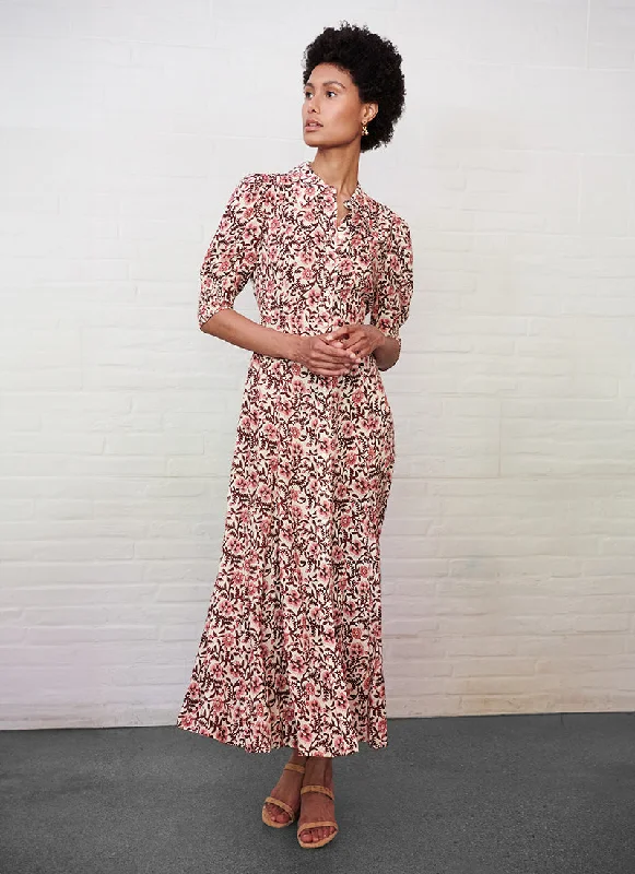 Bloom Print Midi Dress Cotton Midi Skirt
