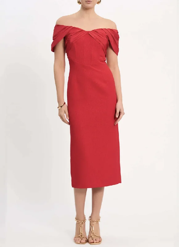 Chiara Off-The-Shoulder Midi Dress Summer Midi Skirt