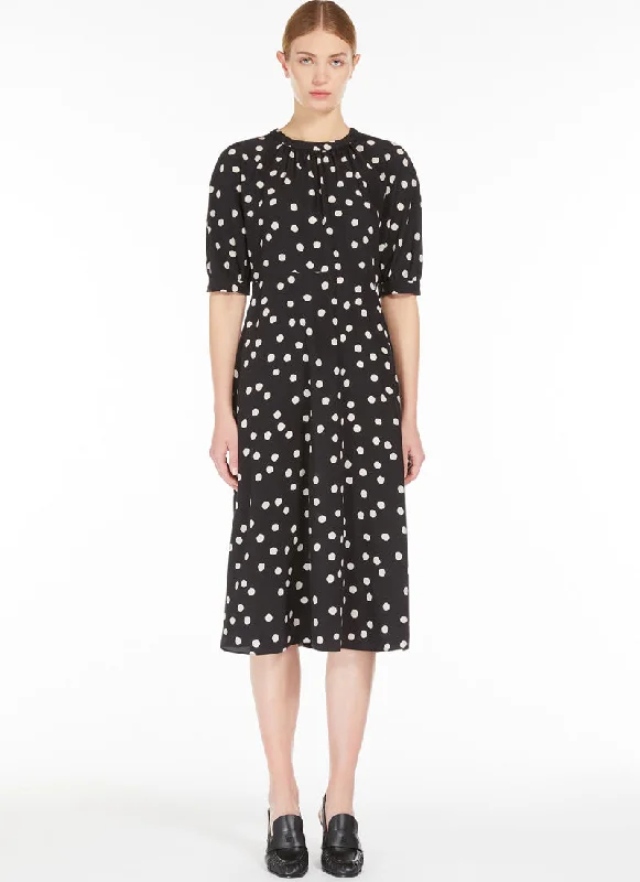 Demetra Printed Crêpe de Chine Midi Dress Elegant Midi Skirt