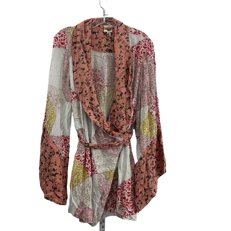 Floreat Pink & White Geo Abstract Women Wrap Midi Dress, Rayon, Size S, Preowned Lace-up Midi Skirt Floreat Pink & White Geo Abstract Women Wrap Midi Dress, Rayon, Size S, Preowned Lace-up Midi Skirt