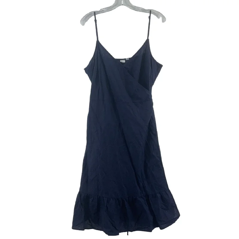 Gap Navy Ruffled Hem Wrap Dress Cotton Blend Midi Women’s Size XL Tall Preowned Classic A-line Skirt Gap Navy Ruffled Hem Wrap Dress Cotton Blend Midi Women’s Size XL Tall Preowned Classic A-line Skirt