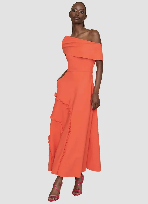 Riku A-Line Midi Dress Pleated Satin Skirt