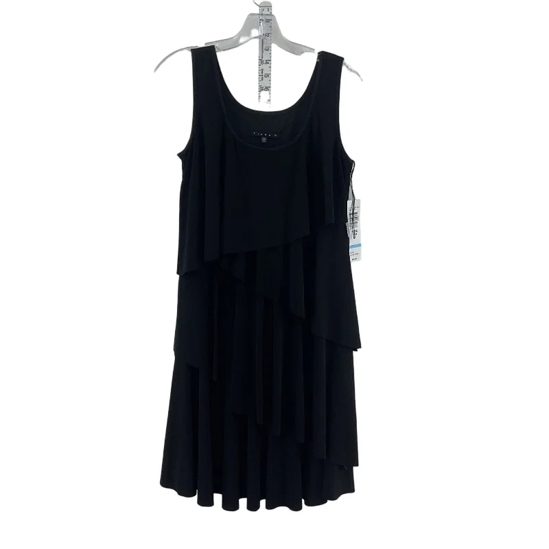 Tiana B Petite Medium Women's Layered Ruffled Black Shift Dress Midi New Lace Trim Midi Tiana B Petite Medium Women's Layered Ruffled Black Shift Dress Midi New Lace Trim Midi