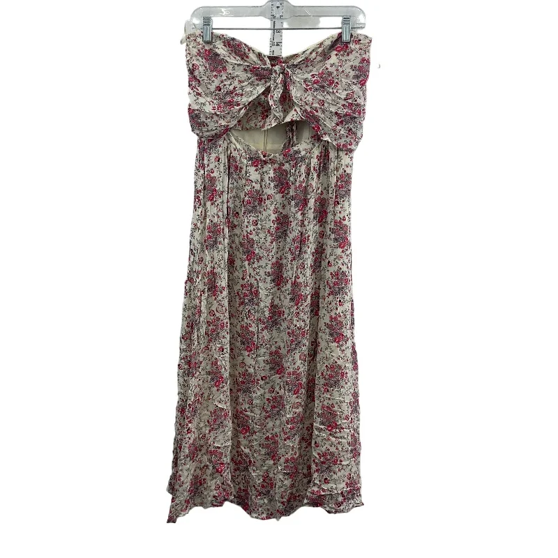 WAYF Cream & Pink Women's Strapless Midi Shift Dress, Floral, Size M, Preowned Denim Midi Skirt WAYF Cream & Pink Women's Strapless Midi Shift Dress, Floral, Size M, Preowned Denim Midi Skirt