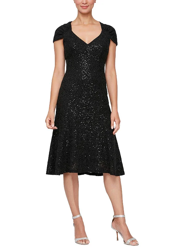 Womens Embroidered Midi Cocktail and Party Dress Formal Midi Skirt