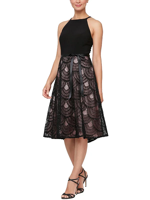 Womens Halter Midi Cocktail and Party Dress Summer Midi Skirt
