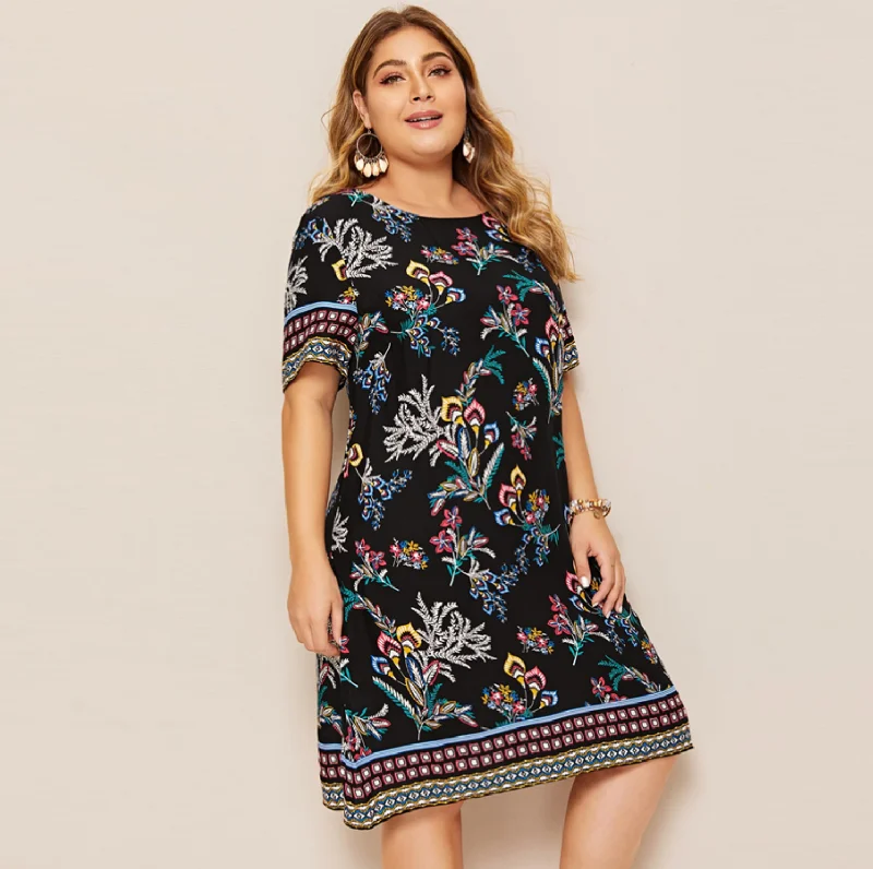 Women's Midi Dress With Print | Plus Size Silk Midi Skirt