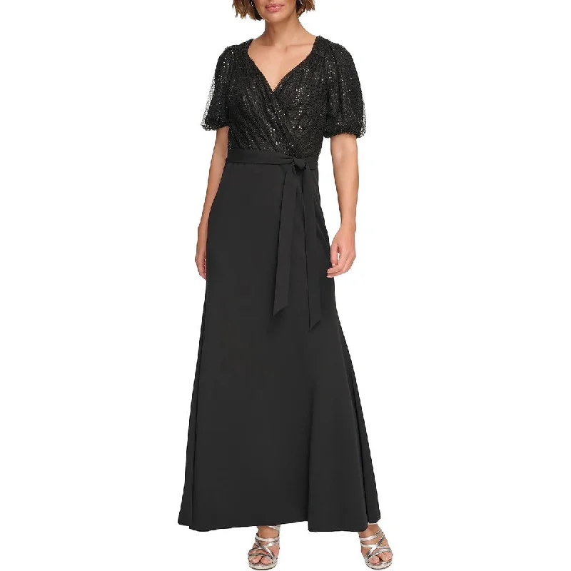 Womens Sequined Puff Sleeve Evening Dress Sequin Dress Vibe